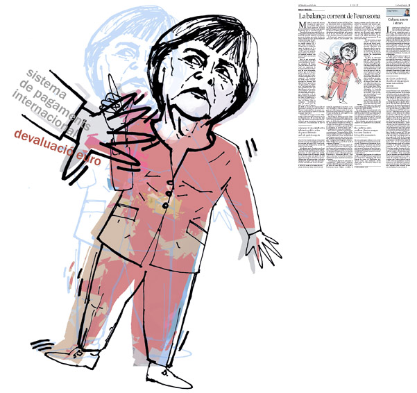 Jordi Barba, ilustración publicada en La Vanguardia, sección de Opinión 8-08-2014 para el artículo de Robert Skidelsky