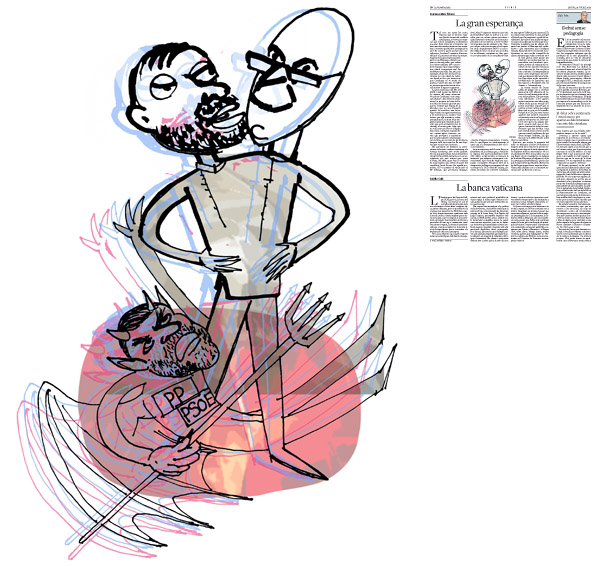 Jordi Barba, il·lustració publicada a La Vanguardia, secció d’Opinió 24-07-2014 per a l'article de Francesc-Marc Álvaro
