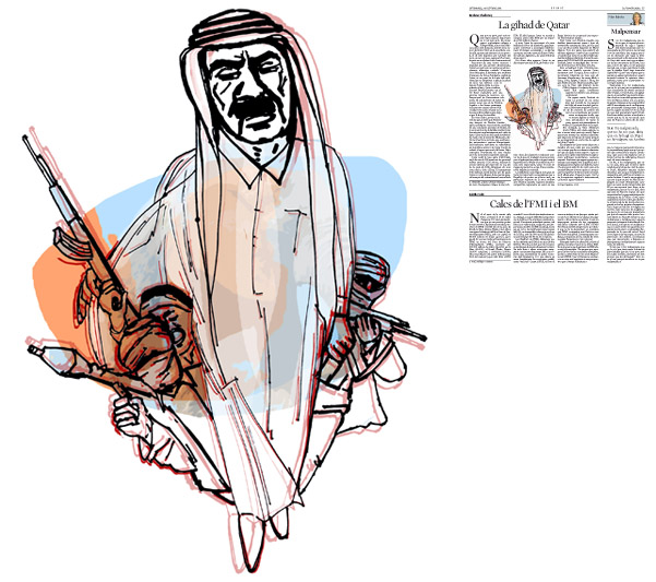 Jordi Barba, il·lustració publicada a La Vanguardia, secció d'Opinió 24-10-2014, per l'article de Brahma Chellaney