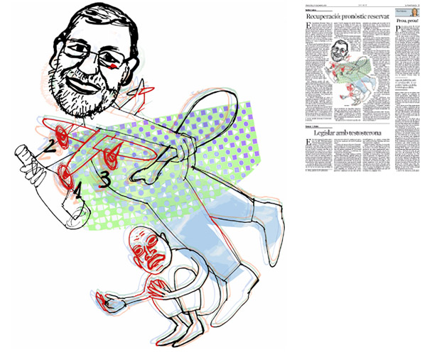 Jordi Barba, il·lustració publicada a La Vanguardia, secció d'Opinió 17-12-2014, per l'article de Antón Costas