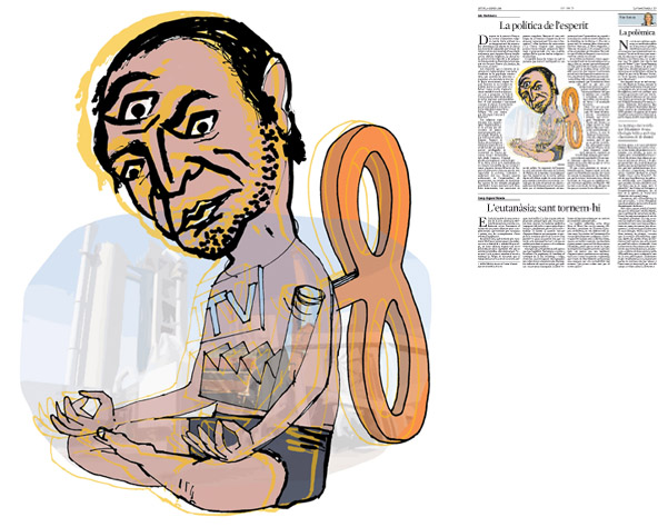 Jordi Barba, il·lustració publicada a La Vanguardia, secció d'Opinió 8-01-2015, per l'article de Luis Racionero