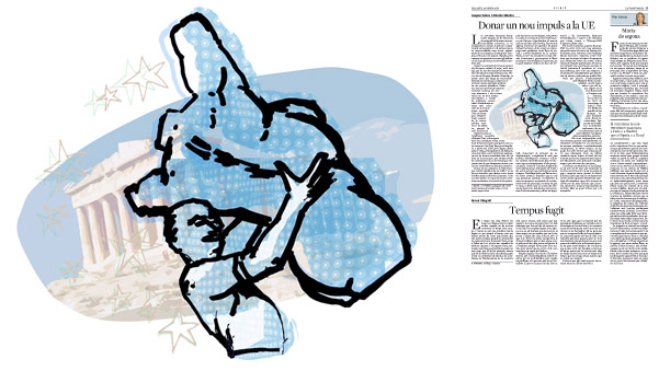 Jordi Barba, il·lustració publicada a La Vanguardia, secció d'Opinió 24-01-2015, per l'article de Jacques Delors i Antonio Vitorino