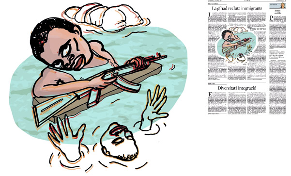 Jordi Barba, il·lustració publicada a La Vanguardia, secció d'Opinió 27-02-2015, per l'article de Tahar ben Jelloun