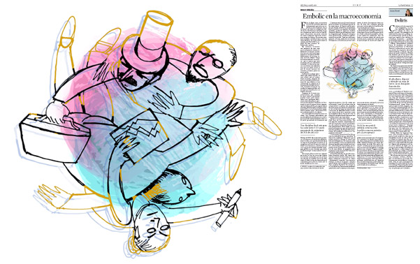 Jordi Barba, il·lustració publicada a La Vanguardia, secció d'Opinió 13-04-2015, per l'article de Robert Skidelsky