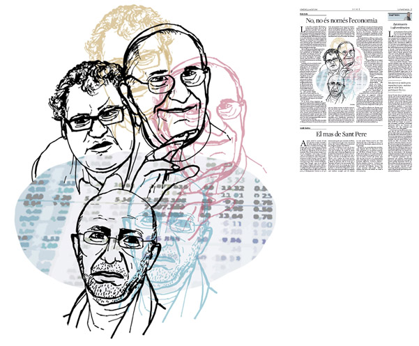 Jordi Barba, il·lustració publicada a La Vanguardia, secció d'Opinió 12-08-2015, per l'article de Lluís Foix