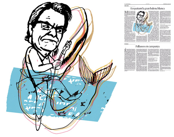 Jordi Barba, il·lustració publicada a La Vanguardia, secció d'Opinió 16-08-2015, per l'article de Llàtzer Moix