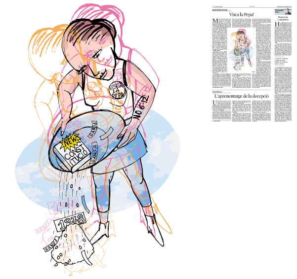 Jordi Barba, il·lustració publicada a La Vanguardia, secció d'Opinió 4-12-2015, per l'article de Ignacio Martínez de Pisón
