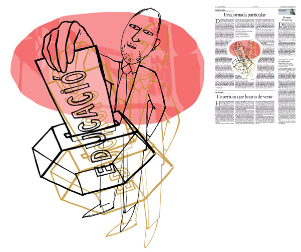 Jordi Barba, il·lustració publicada a La Vanguardia, secció d'Opinió 20-12-2015, per l'article de Daniel Fernández