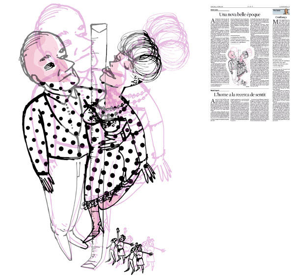 Jordi Barba, il·lustració publicada a La Vanguardia, secció d'Opinió 27-01-2016, per l'article de Antón Costas