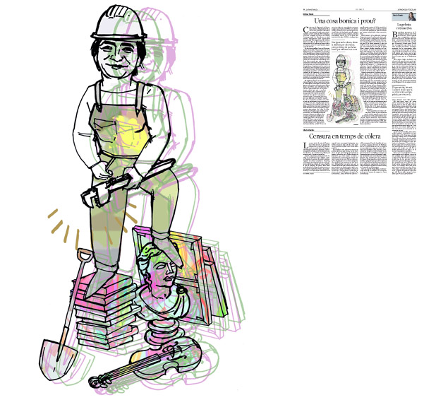 Jordi Barba, il·lustració publicada a La Vanguardia, secció d'Opinió 10-07-2016, per l'article de Llàtzer Moix