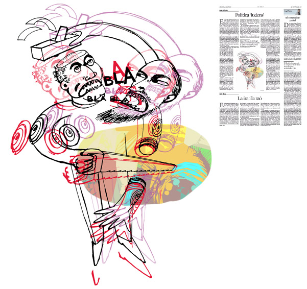 Jordi Barba, il·lustració publicada a La Vanguardia, secció d'Opinió 9-08-2016, per l'article de Kepa Aulestia