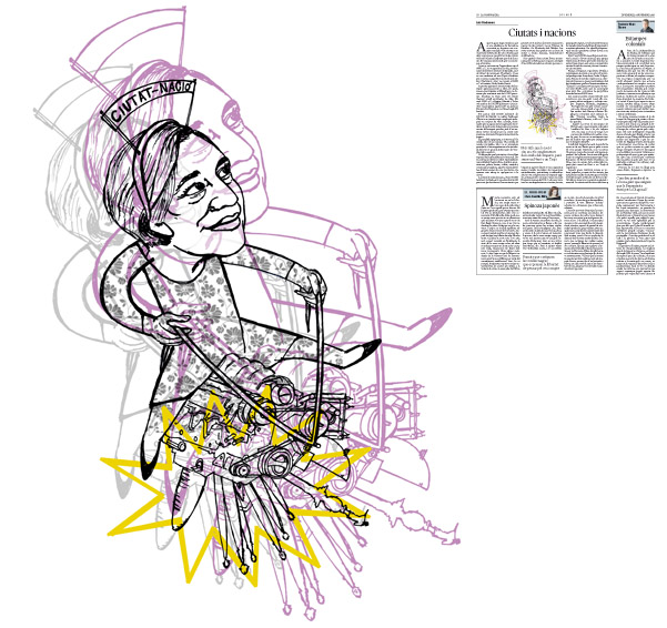 Jordi Barba, il·lustració publicada a La Vanguardia, secció d'Opinió 4-11-2016, per l'article de Luis Racionero