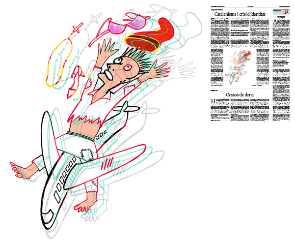 Jordi Barba, il·lustració publicada a La Vanguardia, secció d'Opinió 5-10-2018, per l'article de Josep Miró i Ardèvol