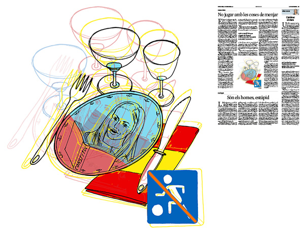 Jordi Barba, il·lustració publicada a La Vanguardia, secció d'Opinió 11-11-2018, per l'article de Carme Riera