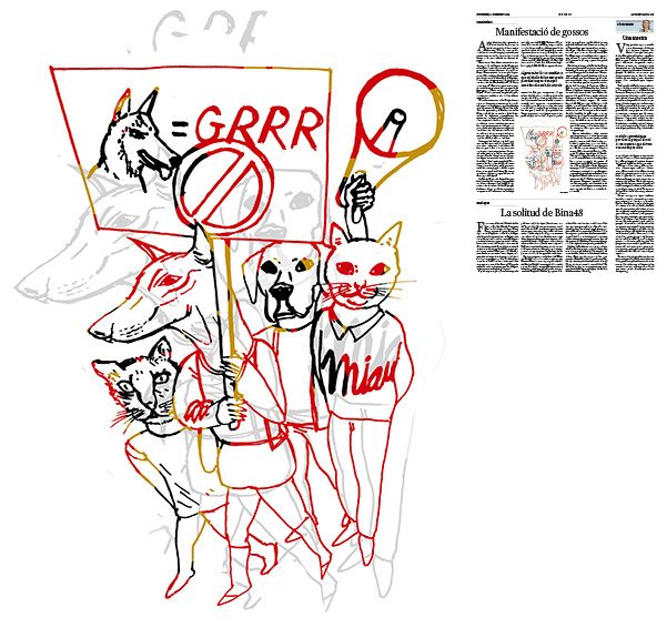 Jordi Barba, il·lustració publicada a La Vanguardia, secció d'Opinió 23-12-2018, per l'article de Carme Riera