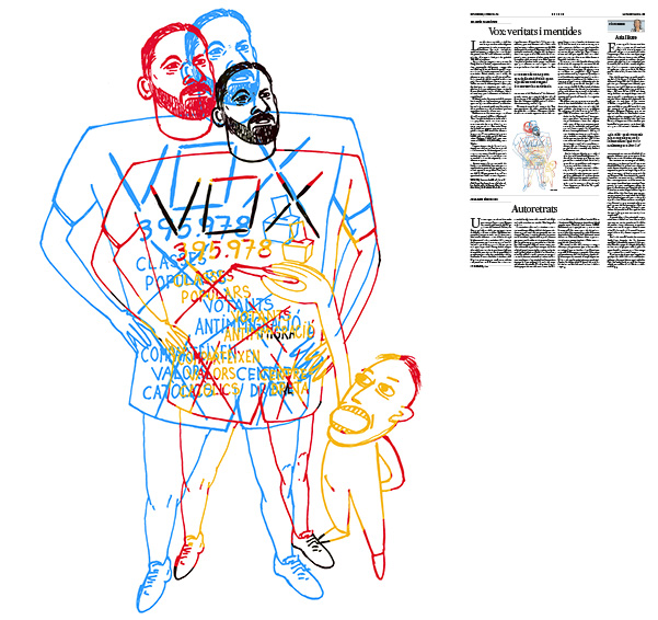 Jordi Barba, il·lustració publicada a La Vanguardia, secció d'Opinió 1-02-2019, per l'article del Col∙lectiu Treva i Pau